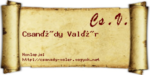 Csanády Valér névjegykártya